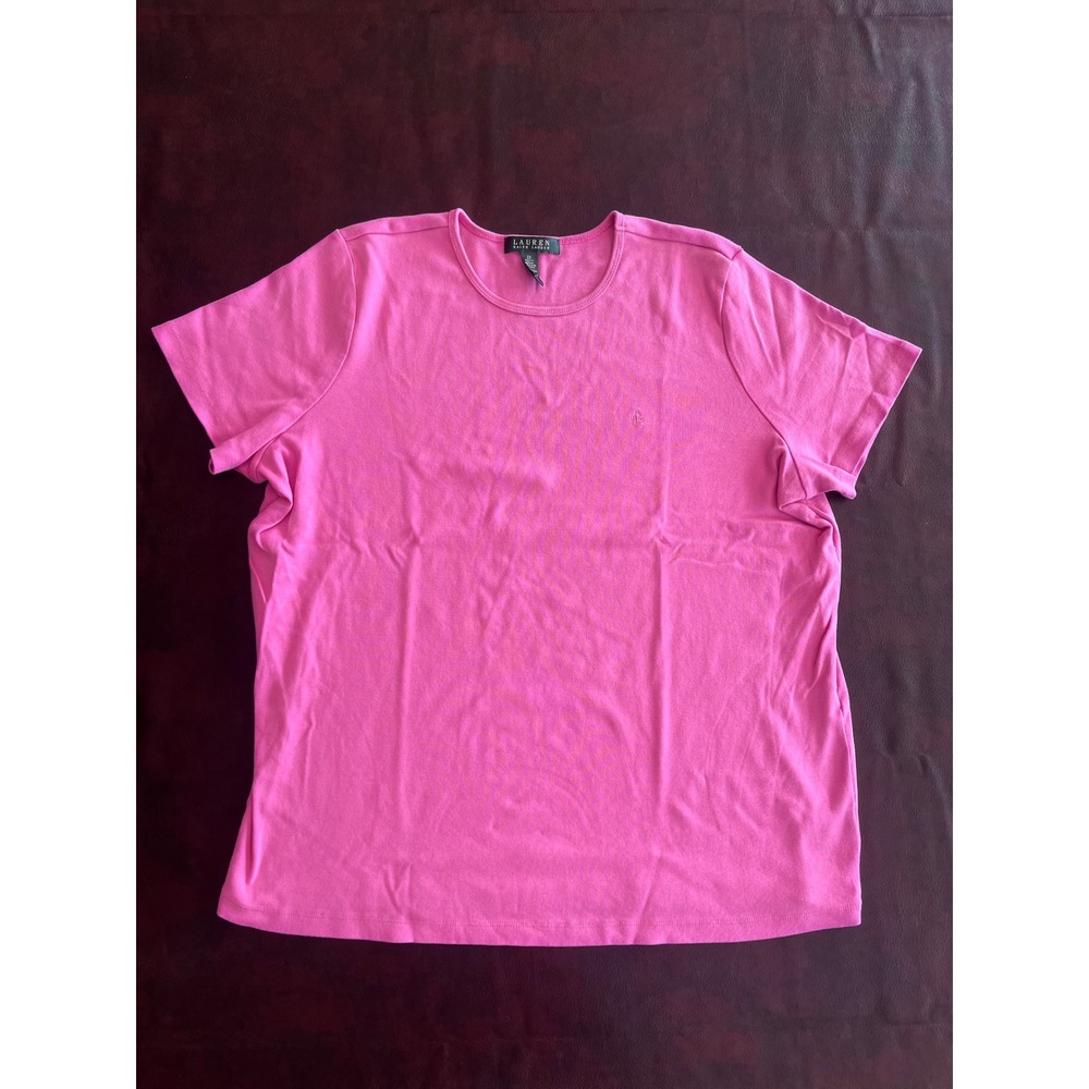 Lauren Ralph Lauren Pink Cotton Short Sleeve RLL Monogram Tee Shirt 2X